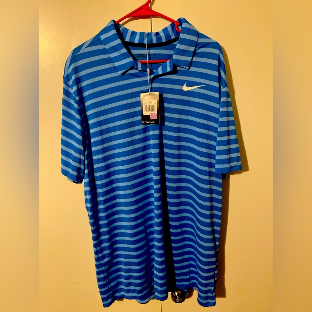 Nike XXL Golf Blue Stripe Polo NWT
